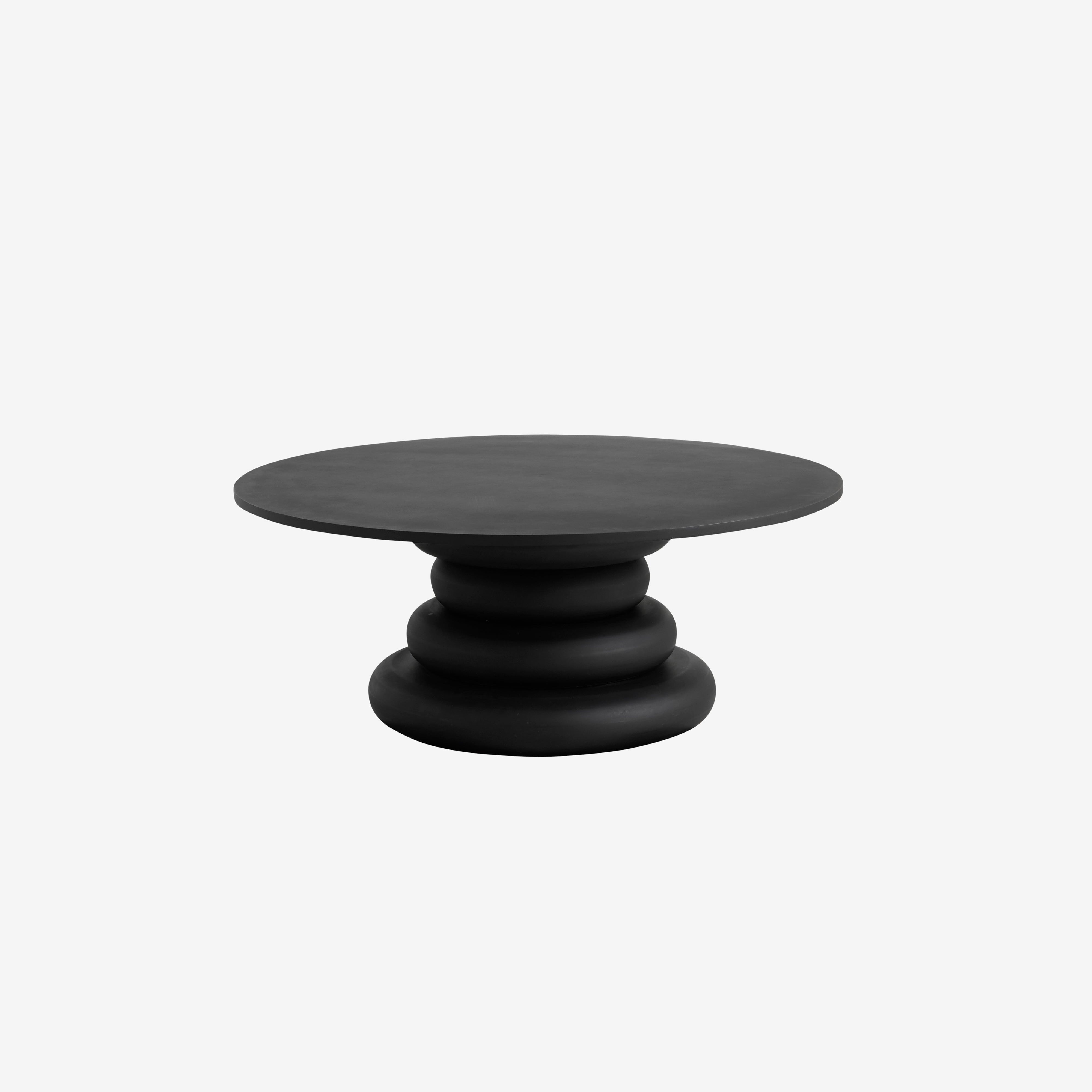 YALU Soffbord - Stort Runt Soffbord i Svart MDF
