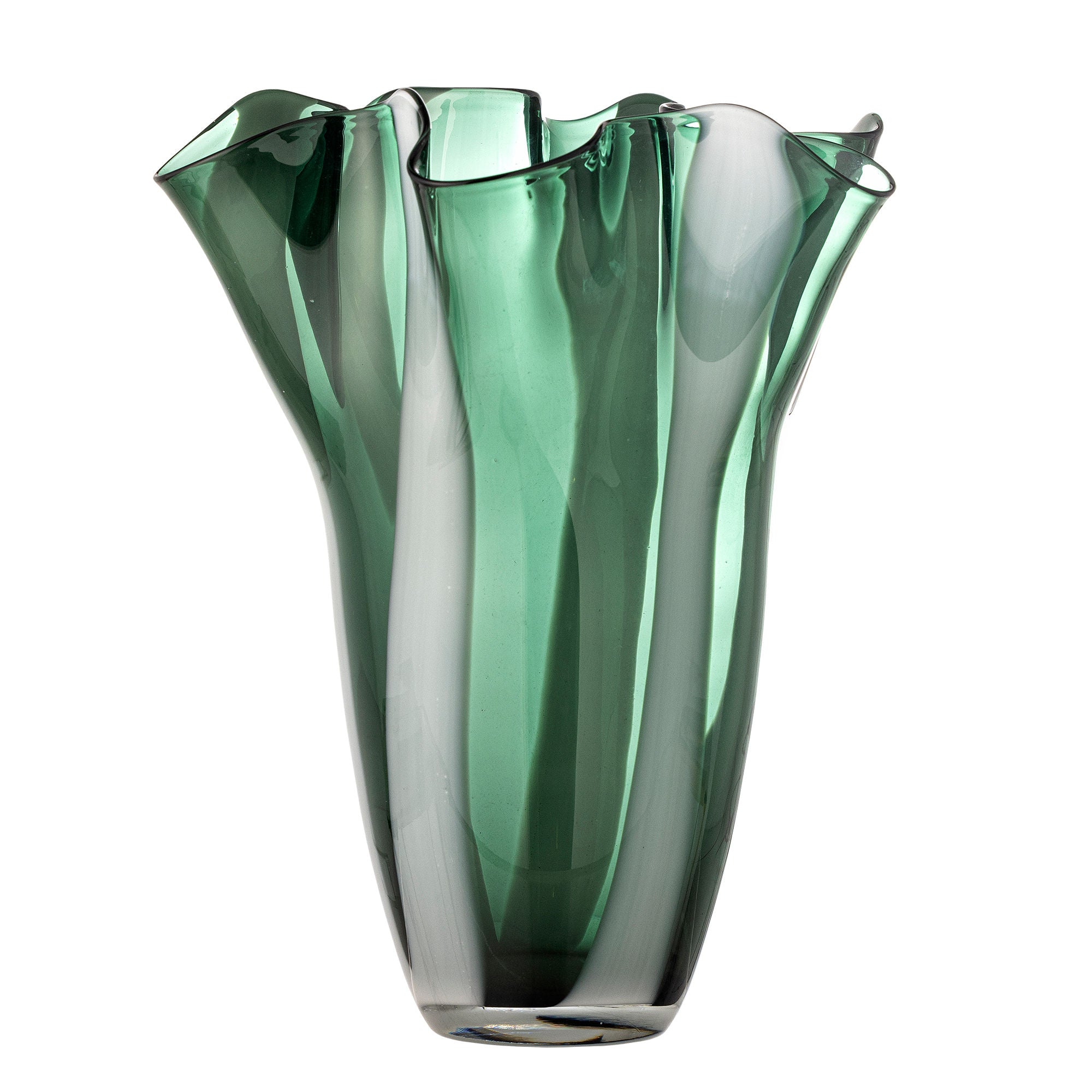 Lettice Vas i Grönt Glas – Munblåst Elegans Med Mjuk Form