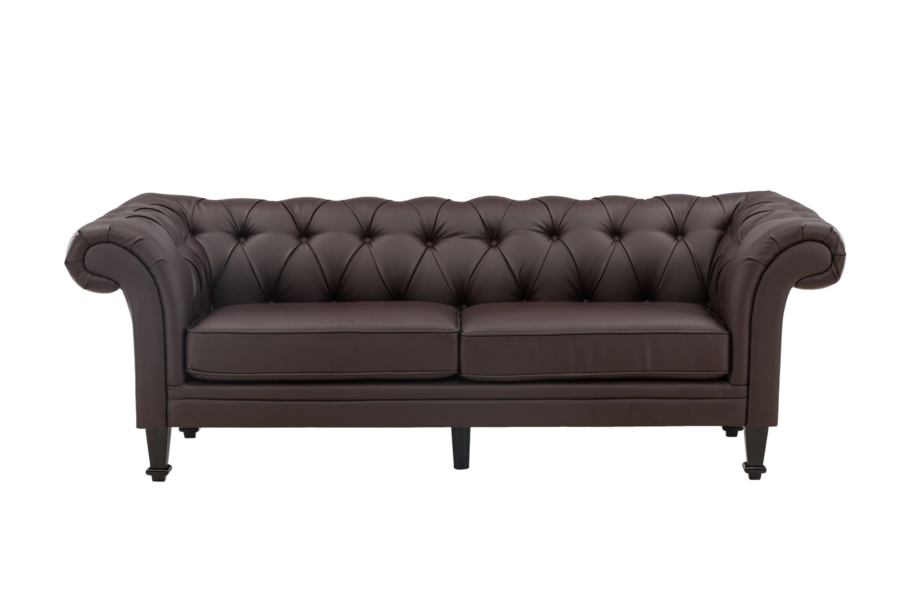 Ätran Soffa 2-3 Sits – Mörkbrun PU Skinn, Klassisk Design