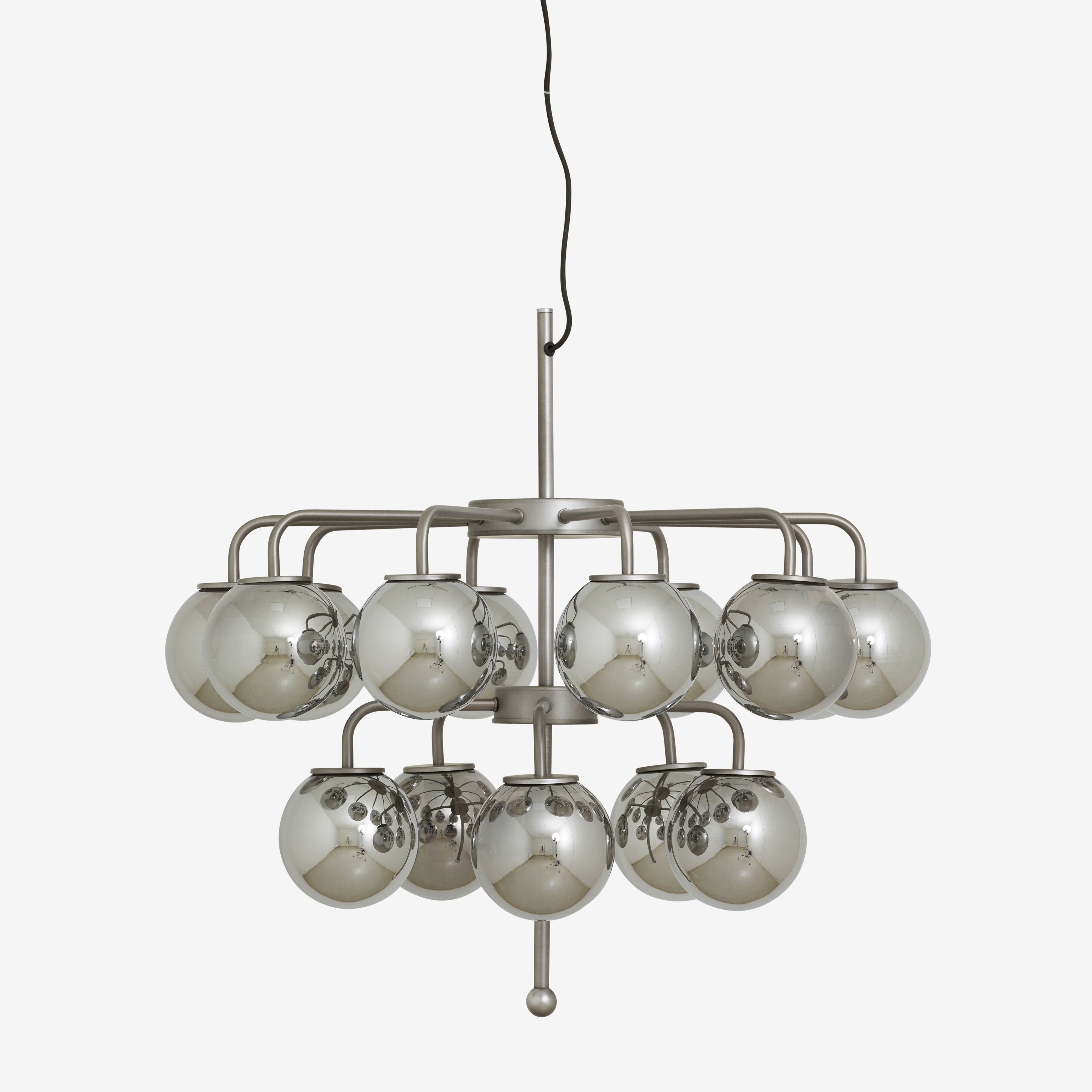 PALMA takkrona – matt silver med kupor i metallic glas