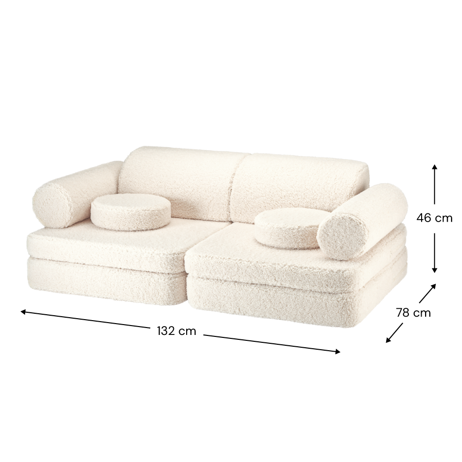 Teddy Settee – mångsidig och mysig barnsoffa i teddyväv