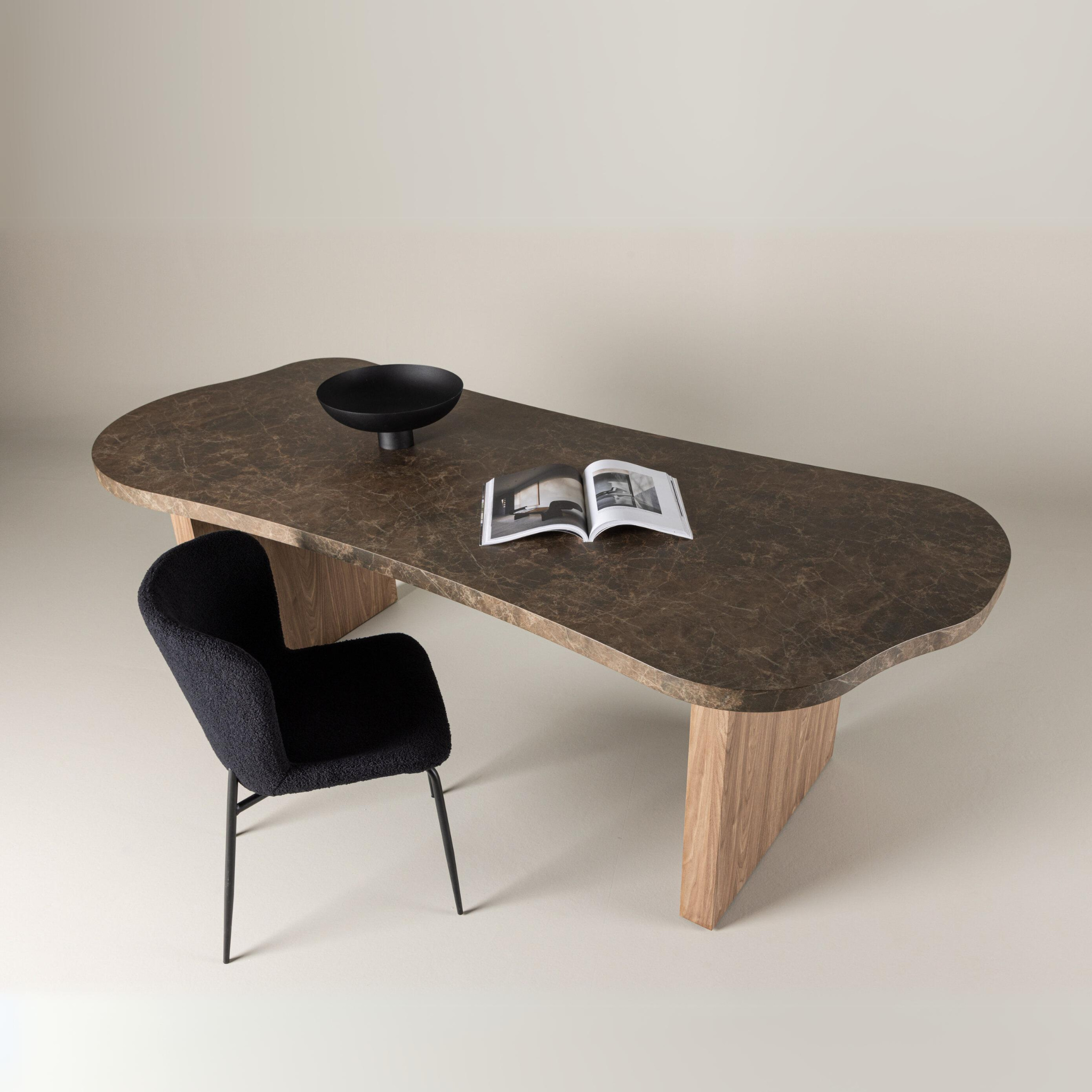 Eleonora Bord 100x230 cm – Brun med Marmorlook