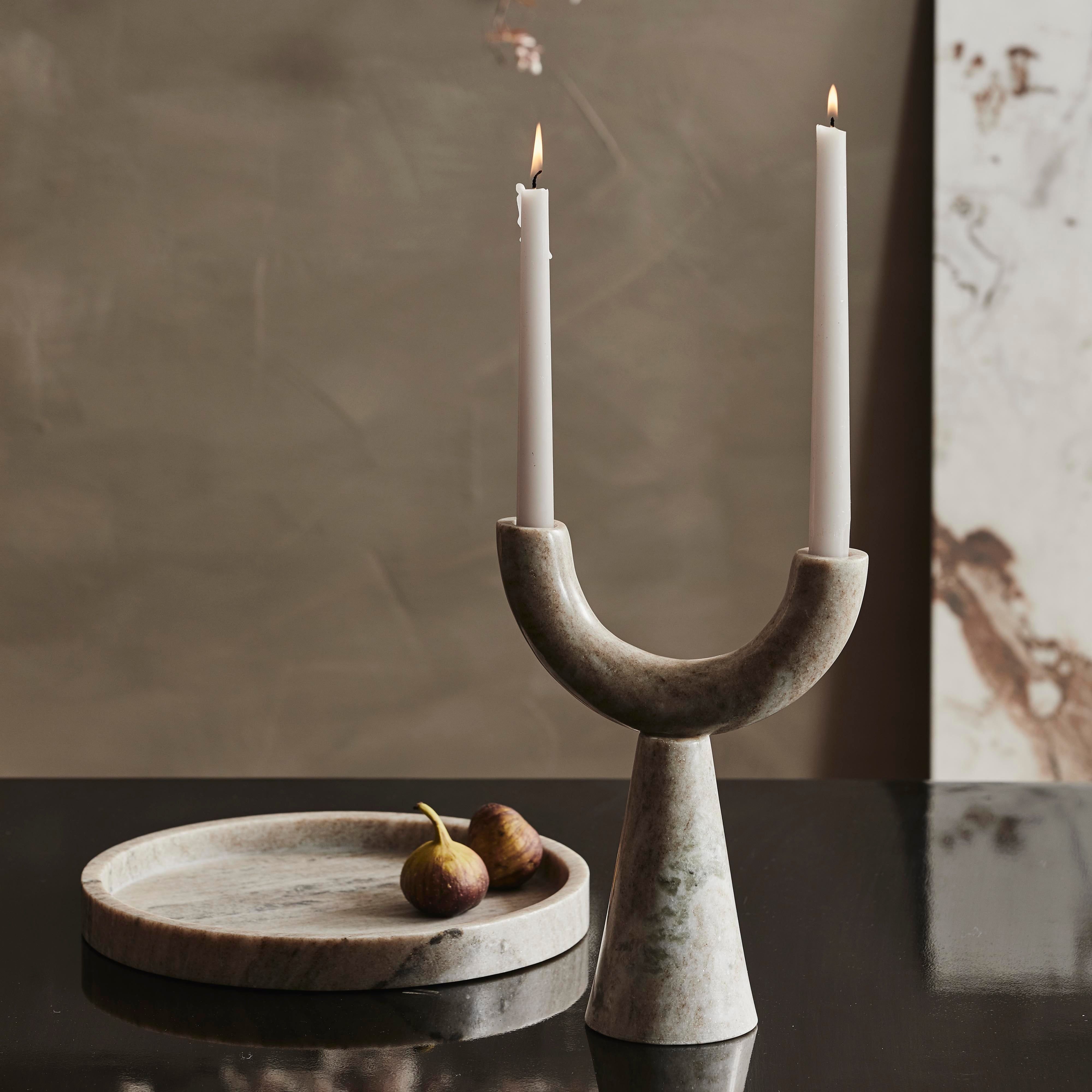 RIF Ljusstake i Ljus Marmor – För 2 Ljuskällor