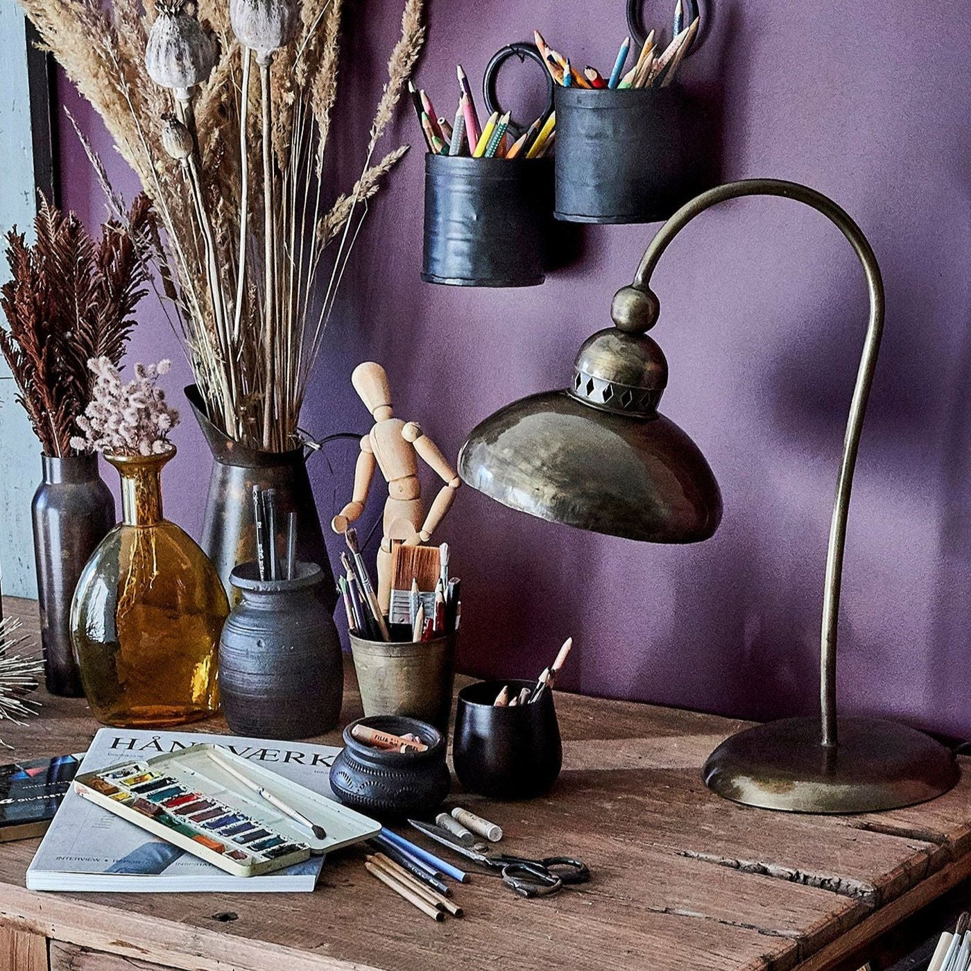 Vacker Bordslampa i Vintage Järn