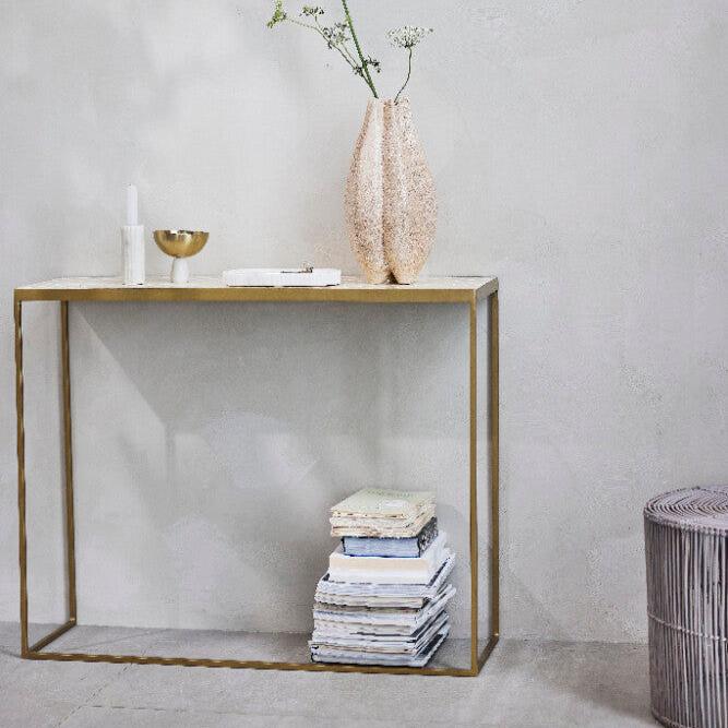 Marcera Konsolbord 100x80 cm - Guld med Klinker
