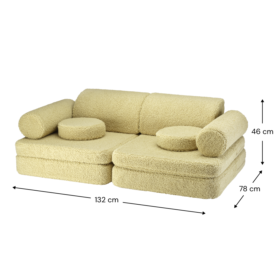 Teddy Settee – mångsidig och mysig barnsoffa i teddyväv