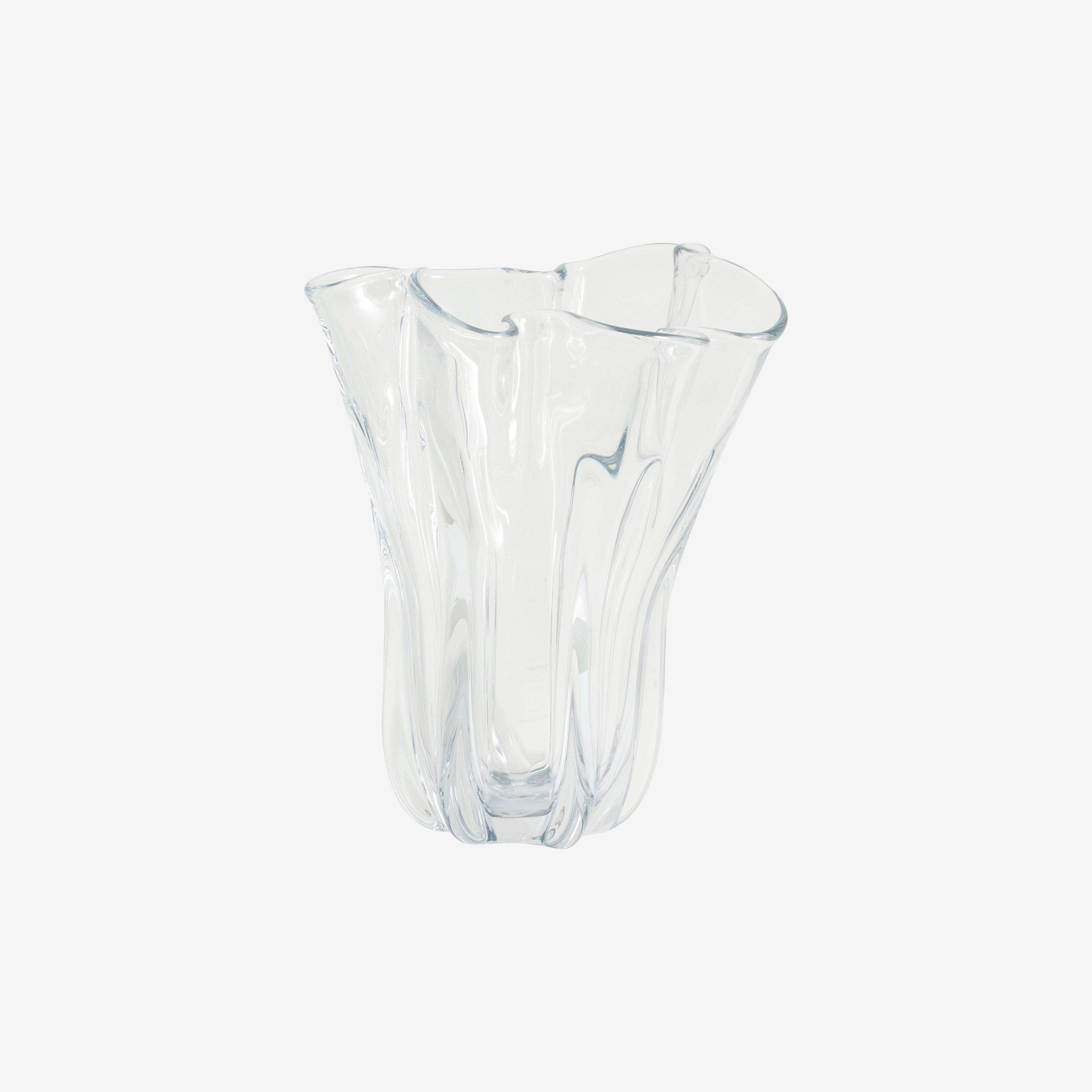 KOMNIO Vas – Klar Skulptural Glasvas med Organisk Form
