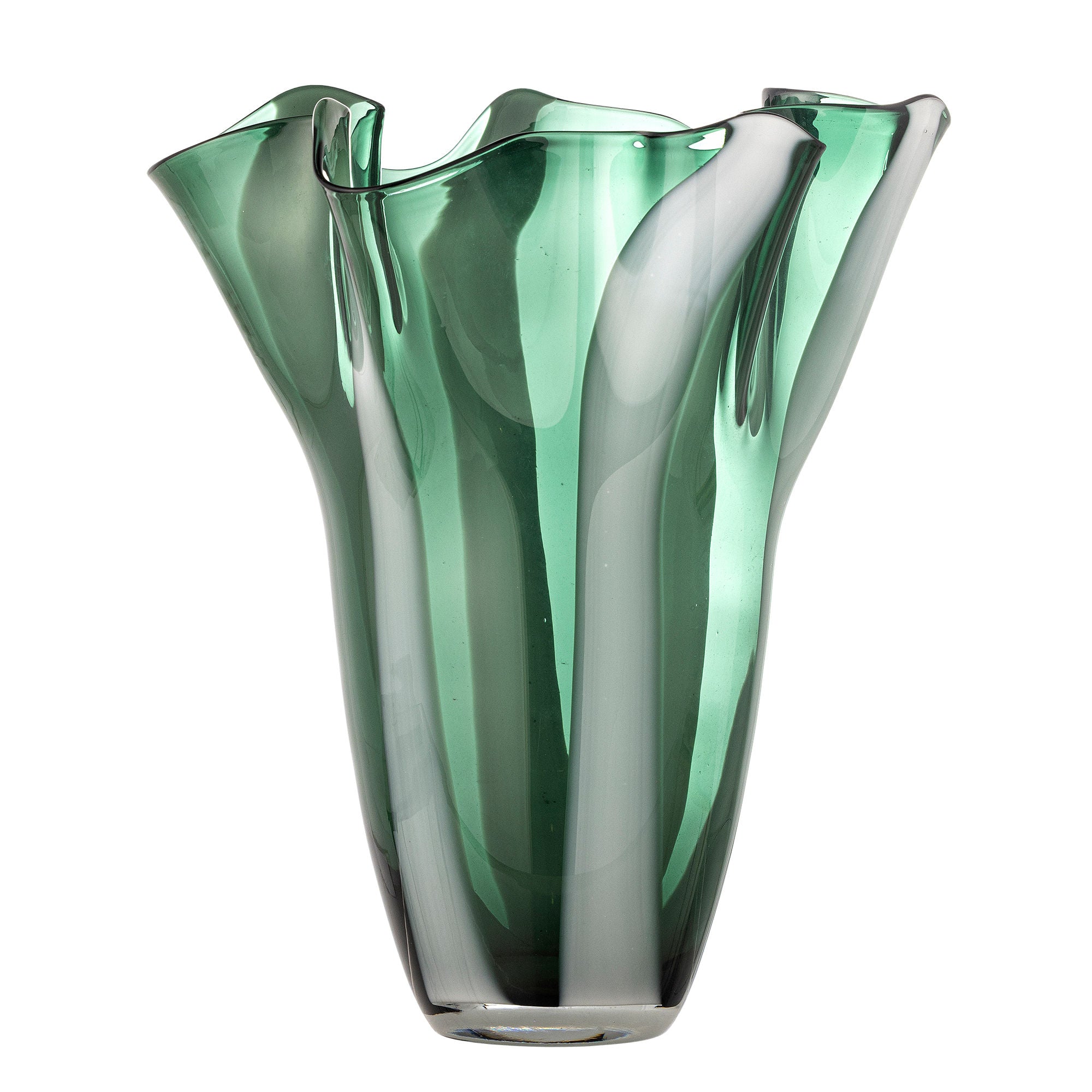 Lettice Vas i Grönt Glas – Munblåst Elegans Med Mjuk Form