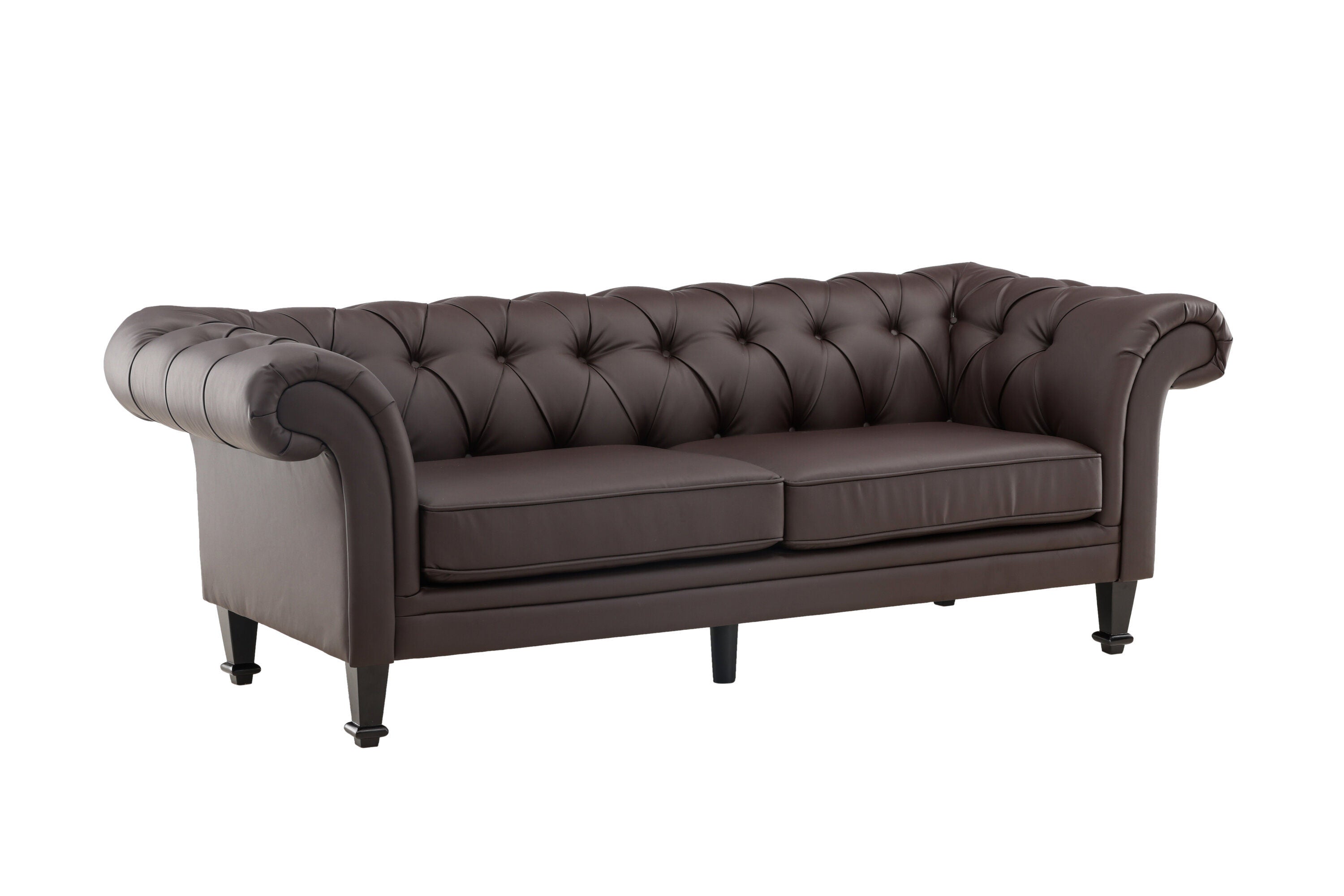 Ätran Soffa 2-3 Sits – Mörkbrun PU Skinn, Klassisk Design