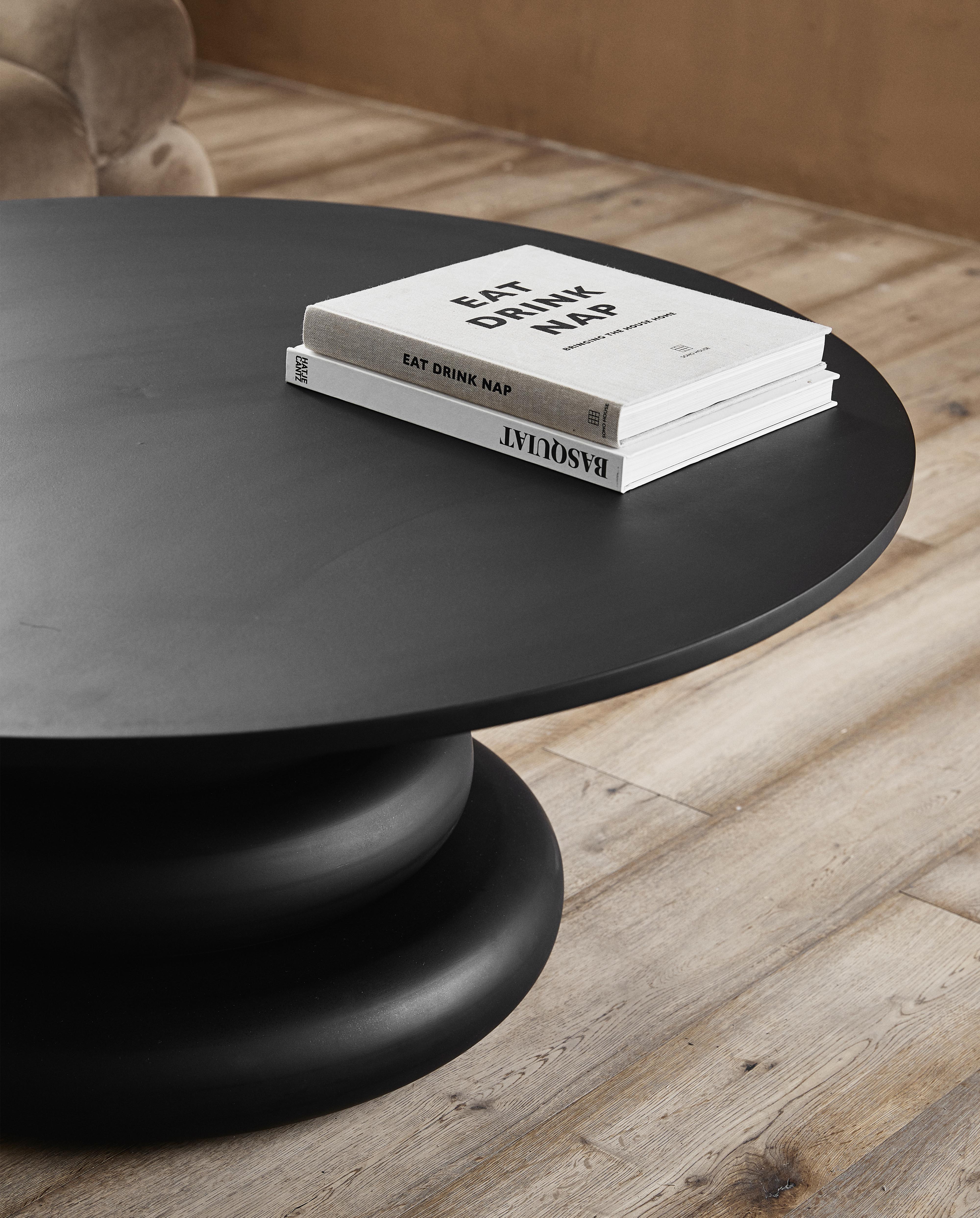 YALU Soffbord - Stort Runt Soffbord i Svart MDF