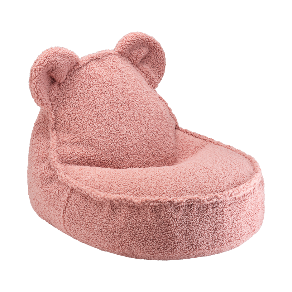Björnformad sittsäck i teddy – mjuk, tvättbar och perfekt för barnrummet