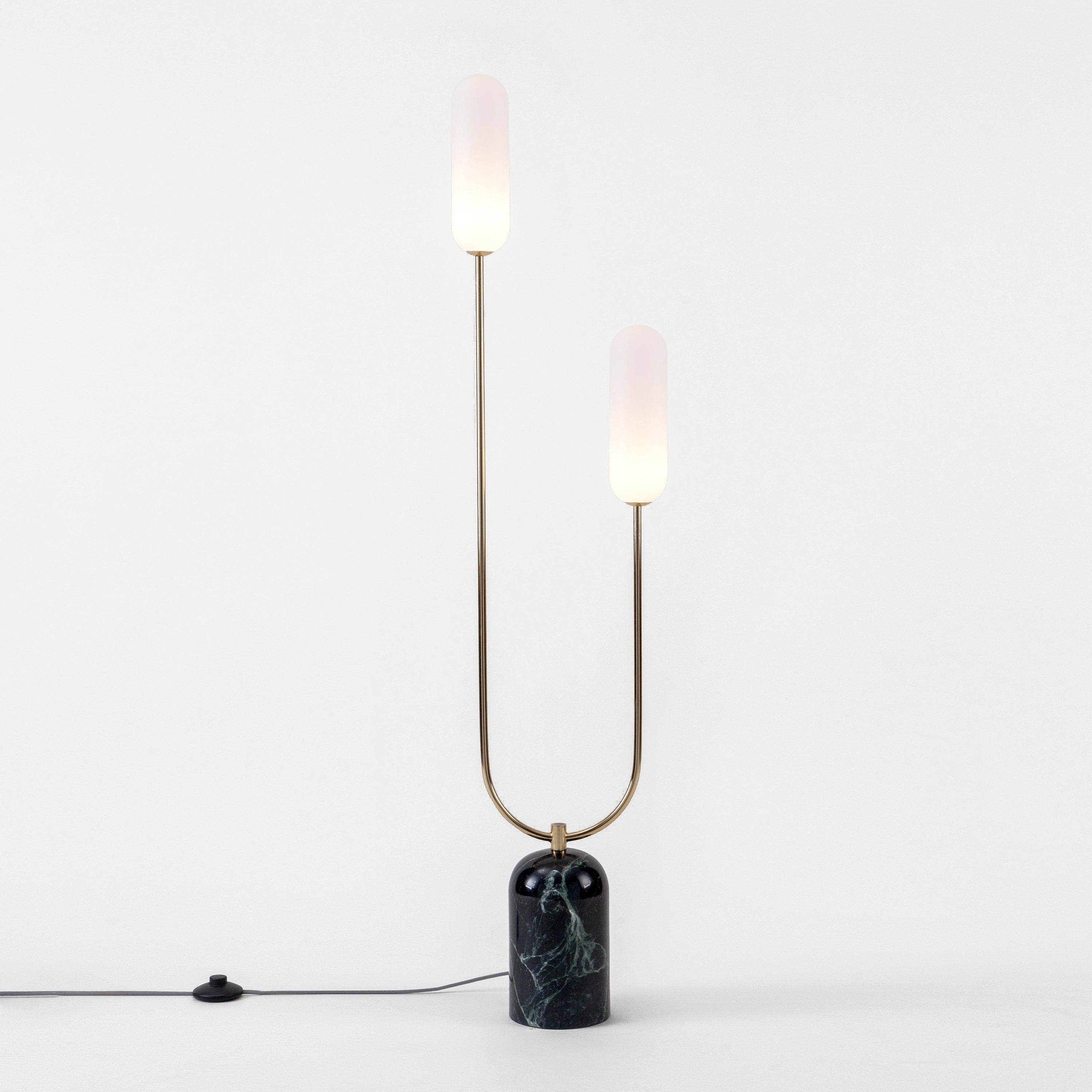 Marmor Golvlampa | Grön Marmor & Mässing | Unik Inredning